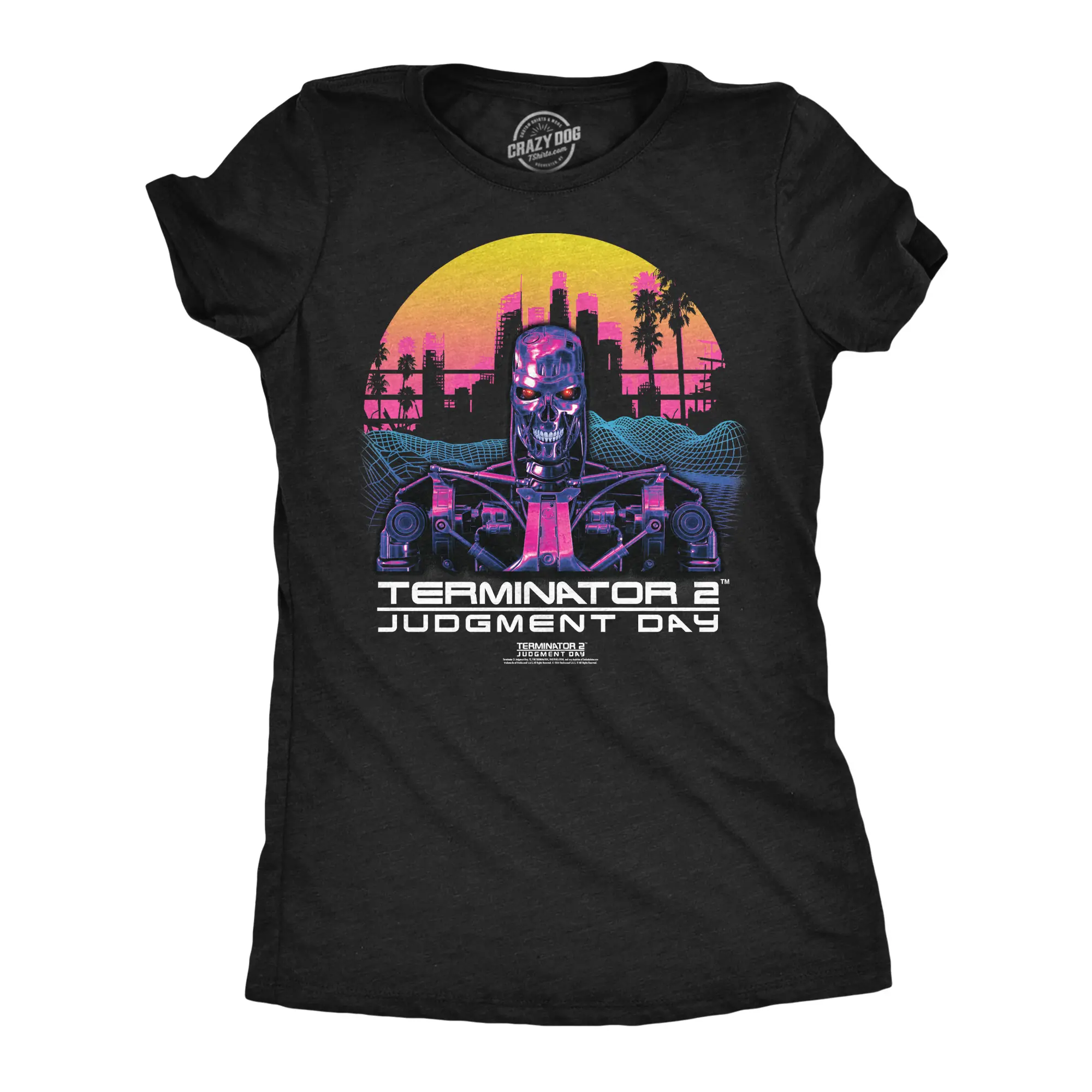 Womens Terminator 2 Judgement Day (Tm) T Shirts Retro Movie Tees Funny Womens T Shirts Cute Vintage Fashion Casual Ladies T-Shirt Gift Funny Movie Top Women's Novelty Tees Black -