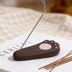 Handmade Japanese Ceramic Dog Paw Incense Holder - Mini Burner for Pine Incense & Frankincense Incense Sticks, Perfect for Home Decor, Yoga,Spa, and Zen Spaces - Unique Spiritual Accent Piece