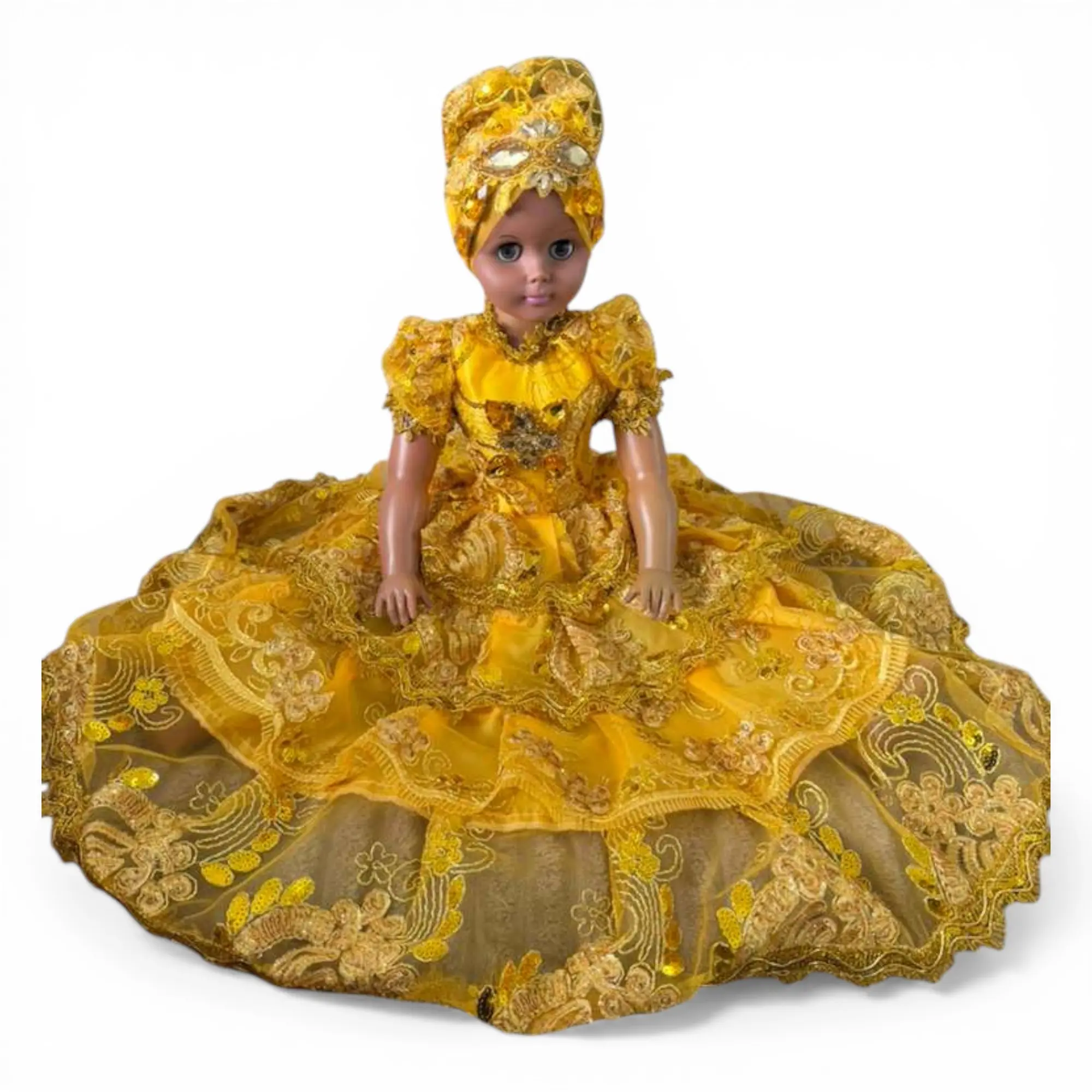 Oshun Large Religious Handmade Craft Oshun Doll - Yellow Santeria Doll for Orisha Ochun, Ifá Osha Yoruba Rituals, Love Charm & Prosperity Home Decor