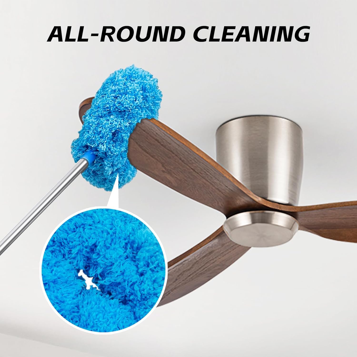 Ceiling Fan Cleaner Duster Reusable Microfiber with Extension Pole 13-48 Inch Fan Blade Cleaner Removable Dusters for Walls Bookshelves Door Window Top Blue Extendable Lightweight