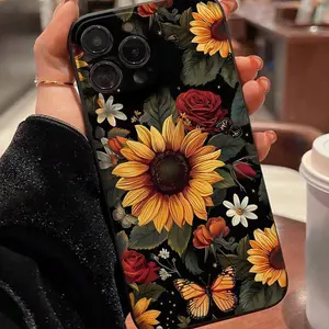Sunflower Pattern Phone Case, Anti-drop Decorative Phone Protector Cover, Phone Accessories Compatible with iPhone 17 11 12 13 14 15 16 Pro Max