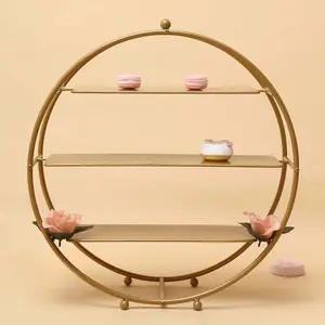 3-Tier Metal Round Cupcake Stand 21" Matte Gold - Durable Contemporary Dessert Holder Appetizer Display for Upscale Events Banquets & Gatherings