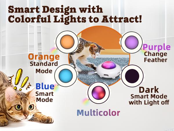 "Interactive Cat Toys for Indoor Cats，Replaceable and durable accessor，USB Rechargeable，White，Entertainment with 6pcs Feathers -UFO"