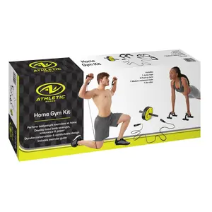Athletic Works Home Gym Kit, Includes Resistance Tube, Ab Wheel, Jump Rope and Push-Up Bars FIT FOR LIFE