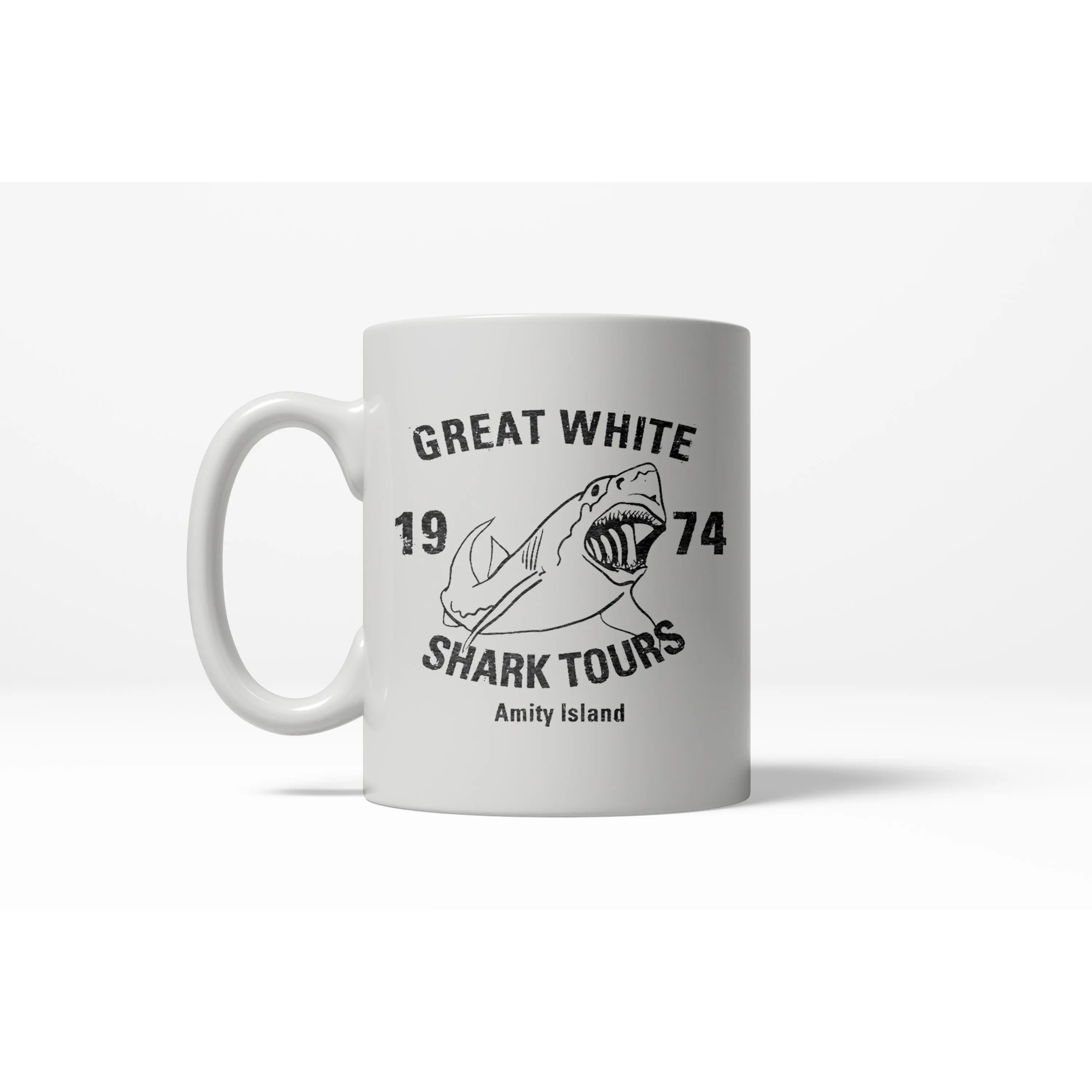 Great White Shark Tours Funny Vintage Retro Ceramic Coffee Drinking Mug - 11oz Funny Coffee Mugs Ceramic Printed Drinkware Cup