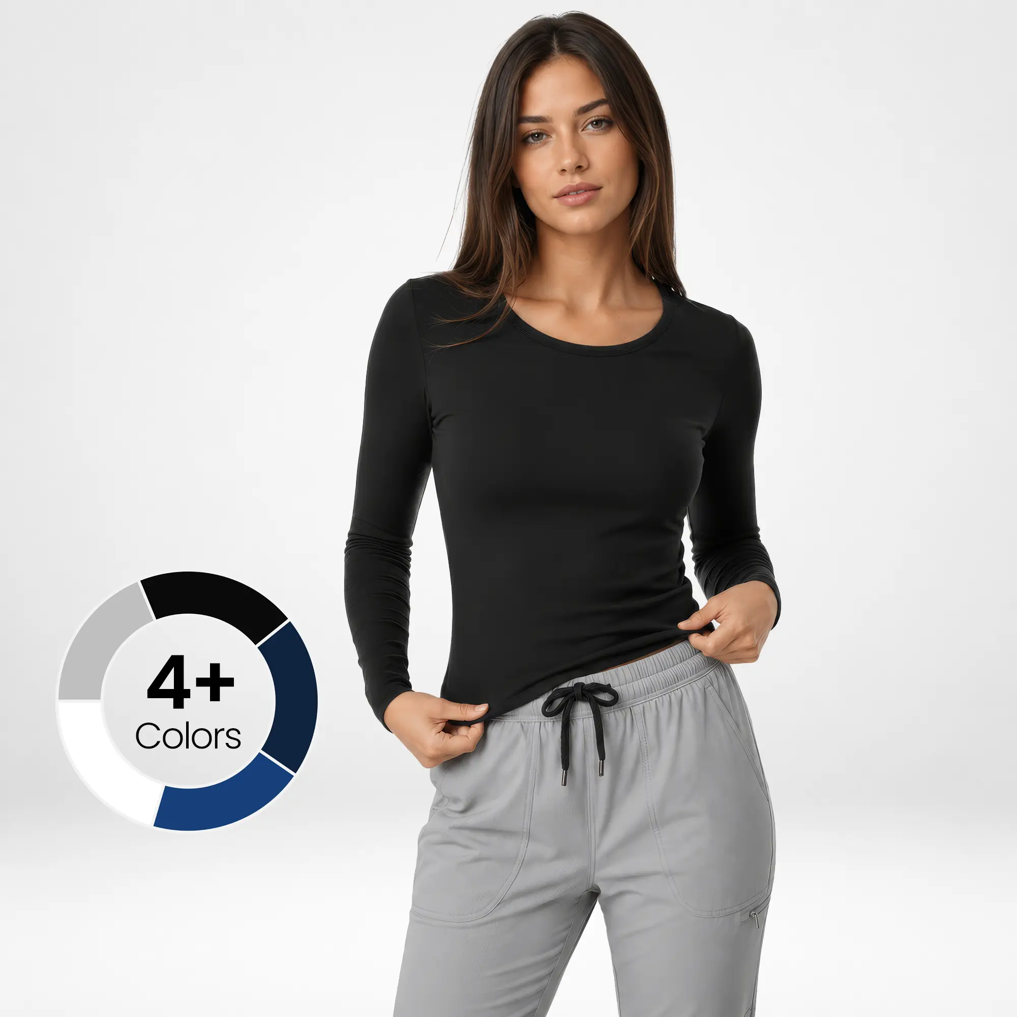 NY Threads Underscrub Long Sleeve Women Slim fit Under Scrub Shirt, Tops, Style, Fabric, Uniforms