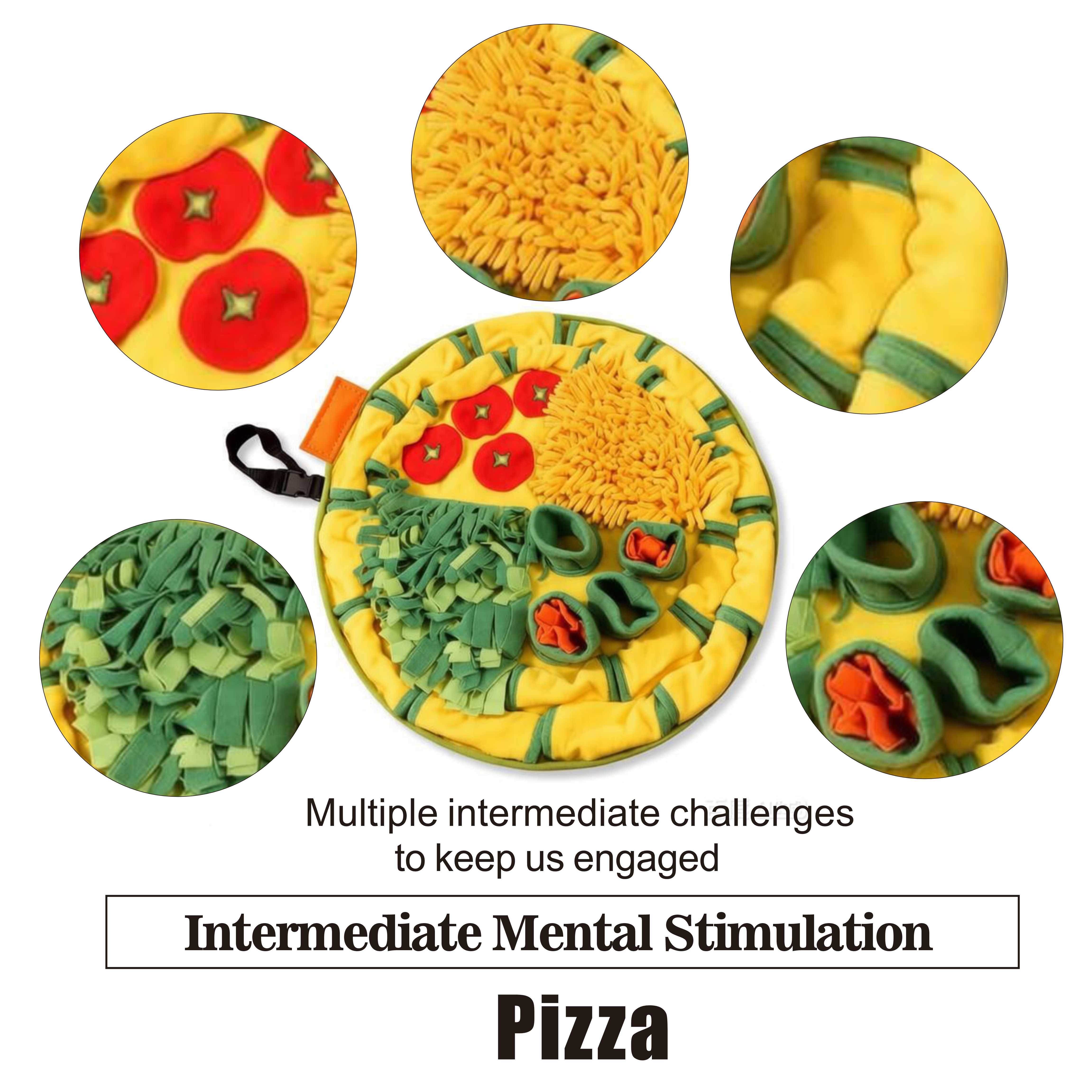 Pizza Snuffle Mat for Dogs & Cats - Intermediate Sniffing Challenge to Stop Separation Anxiety - All-Breed All-Life-Stage Interactive Pet Toy - Easter Gifts for High-Energy Pets