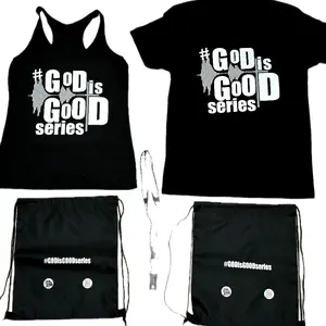 #GODisGOODseries Merch - Hoodies, Sweaters, Shirts, Tanks, and Polos;  Drawstring Bags, Pens, Stickers, Wristbands, Lanyards, and Keychains