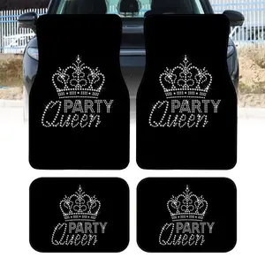 4pcs Fashionable Car Floor Mats, Crown Design, Non-Slip Base, Fits Most Models, Tesla Mdy, Suvs, Elegant Interior Decor, Perfect Gift