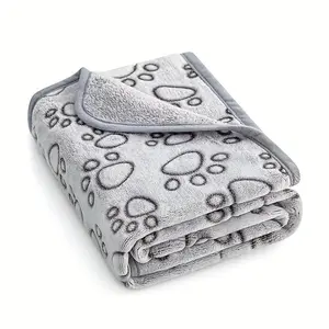 Paw Print Pet Blanket, 1pc Soft Warm Pet Blanket, Pet Supplies for Dogs & Cats, Perfect for Napping, Travel, and Pet Care