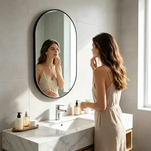 Modern Medicine Cabinet Mirror for Bathroom, 20×28 inch Wall Mounted Aluminum Medicine Cabinet with Storage, 2mm Shatterproof Glass, White, Vertical or Horizontal