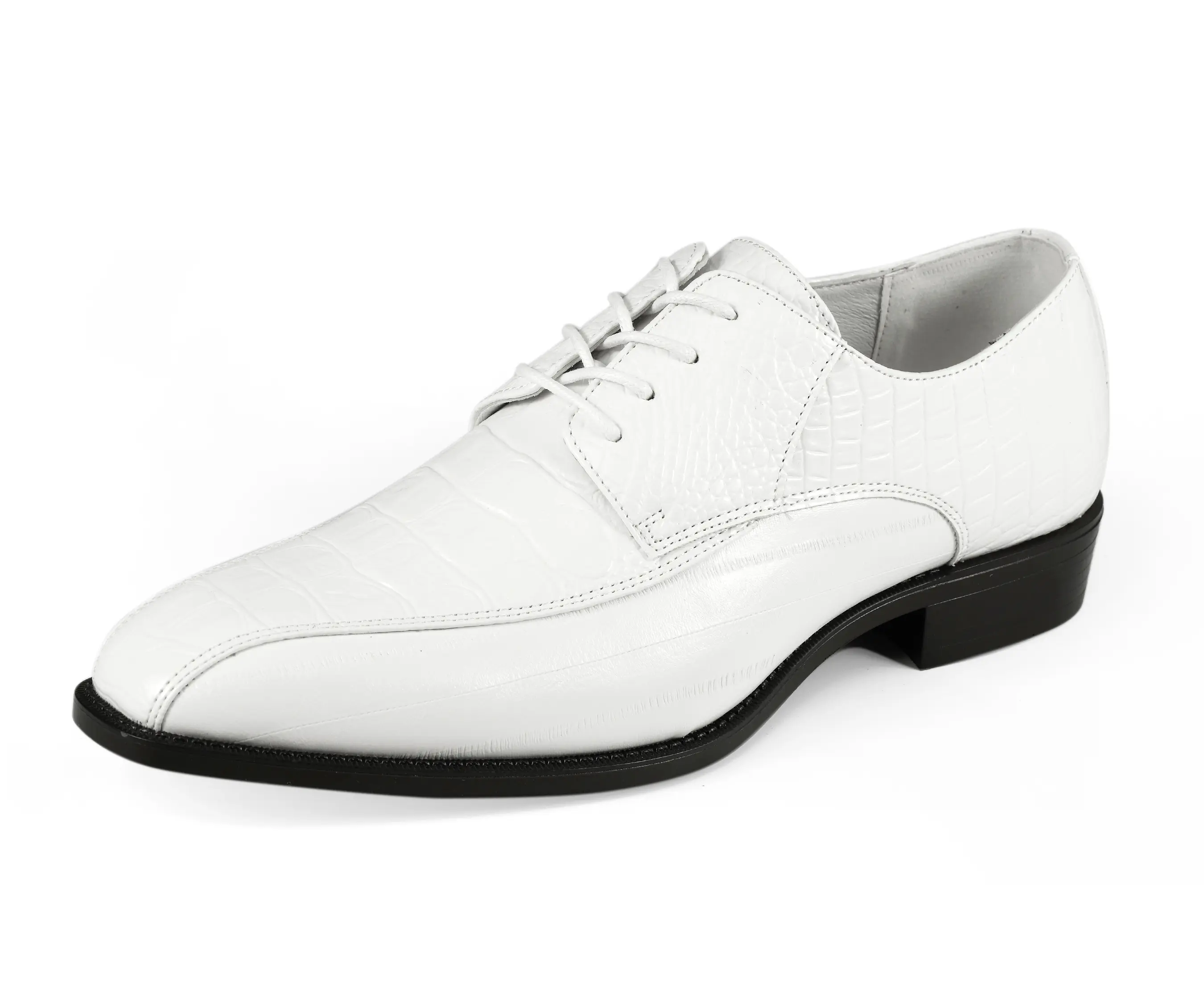Amali Harvey Mens Croco Print Derby Shoes Lace Up