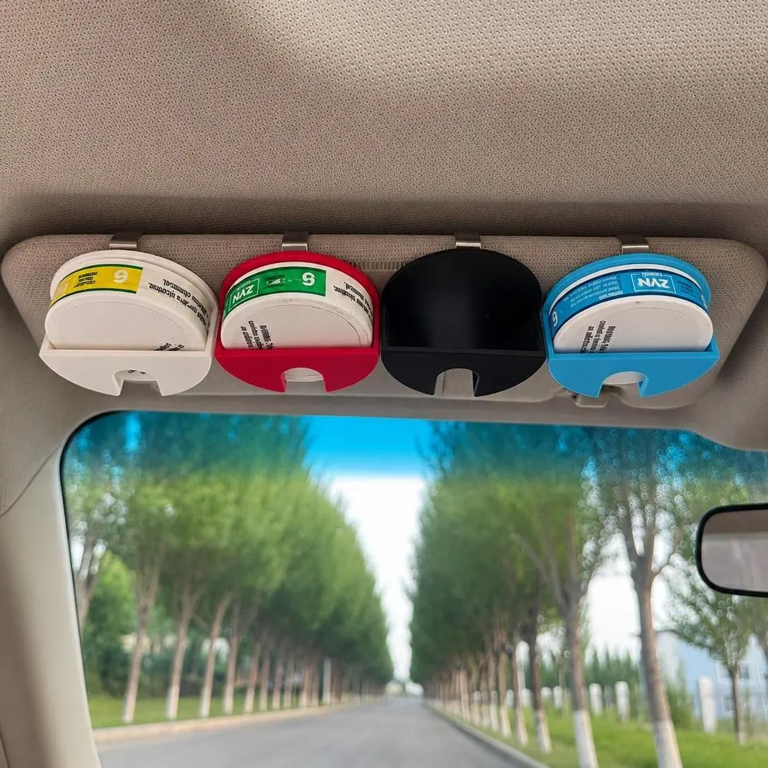 (FS) Universal Clip-On Car Visor Dip Can Holder - Compact Durable Truck Interior Accessories Organizer, Essential for Zyn Pouches, Gift for Boyfriends, Sleek 3D-Printed Black Clip-On for Cars, SUVs, Car Stuff, Truck Accessories
