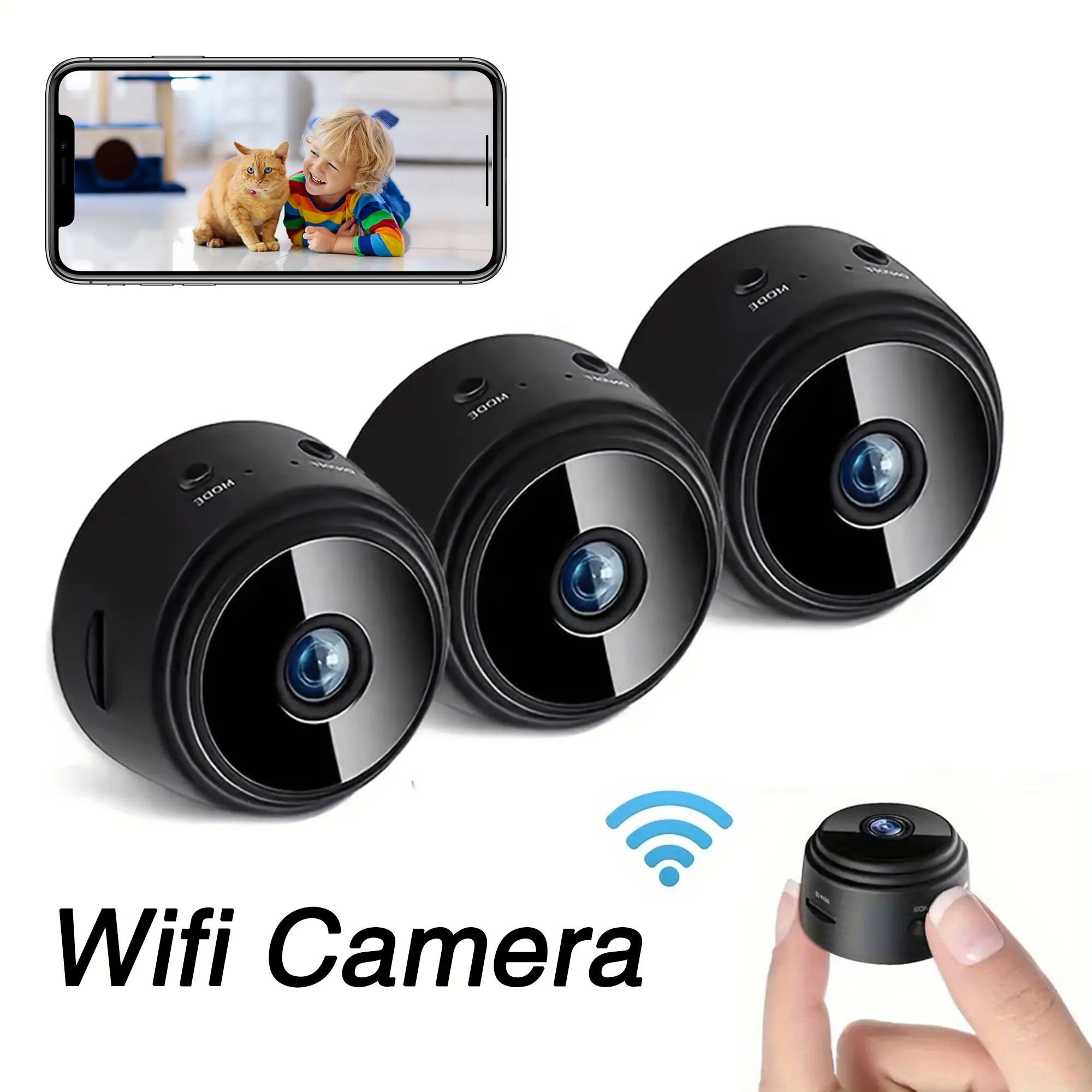 Wifi Security Camera 1080P HD - Home Security Visible Design for Family & Pets, 160° View & Night Mode Indoor/Outdoor Camera with Mobile App, Recharge