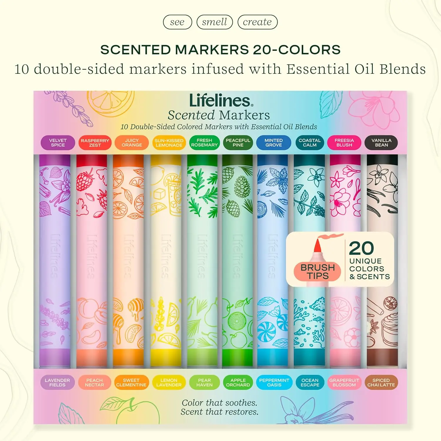 Lifelines Scented Colored Markers – Double-Sided Color Marker Set