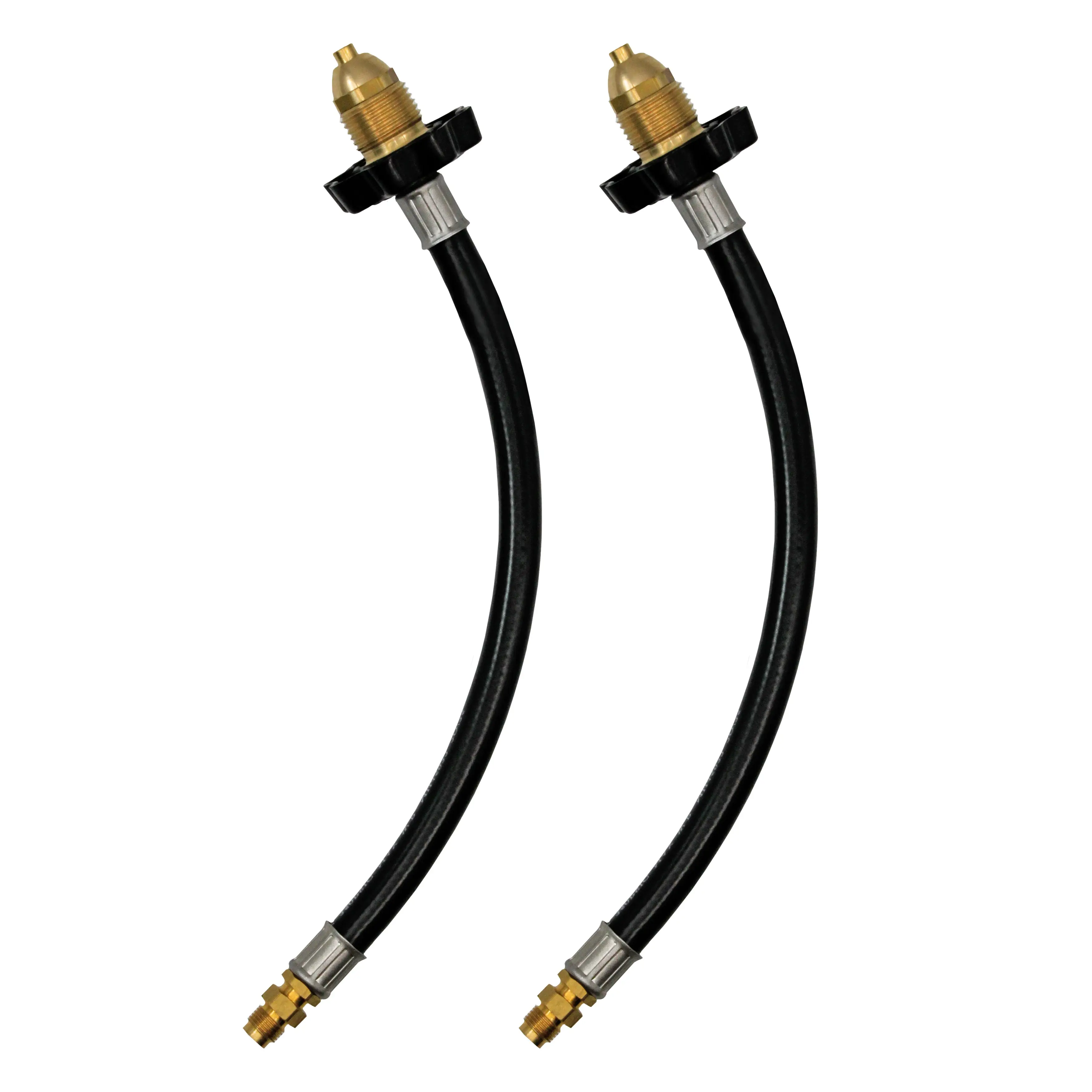 Flame King 2-Pack 12-inch Pigtail Hose Connectors, POL Fittings x 1/4" Inverted Male Flare  for RV, Van, or Trailer