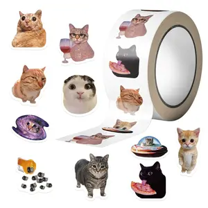 500pcs Cartoon Cat Expression Stickers, Seal Stickers for Cups, Laptops, Travel Bags, DIY Decorative Stickers, Birthday Gifts, Sticker Decal