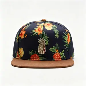 FRUITY SUMMER CAP Metal Pineapple Hip-Hop Hat Adult Flat-Brim Sun Hat Baseball Cap