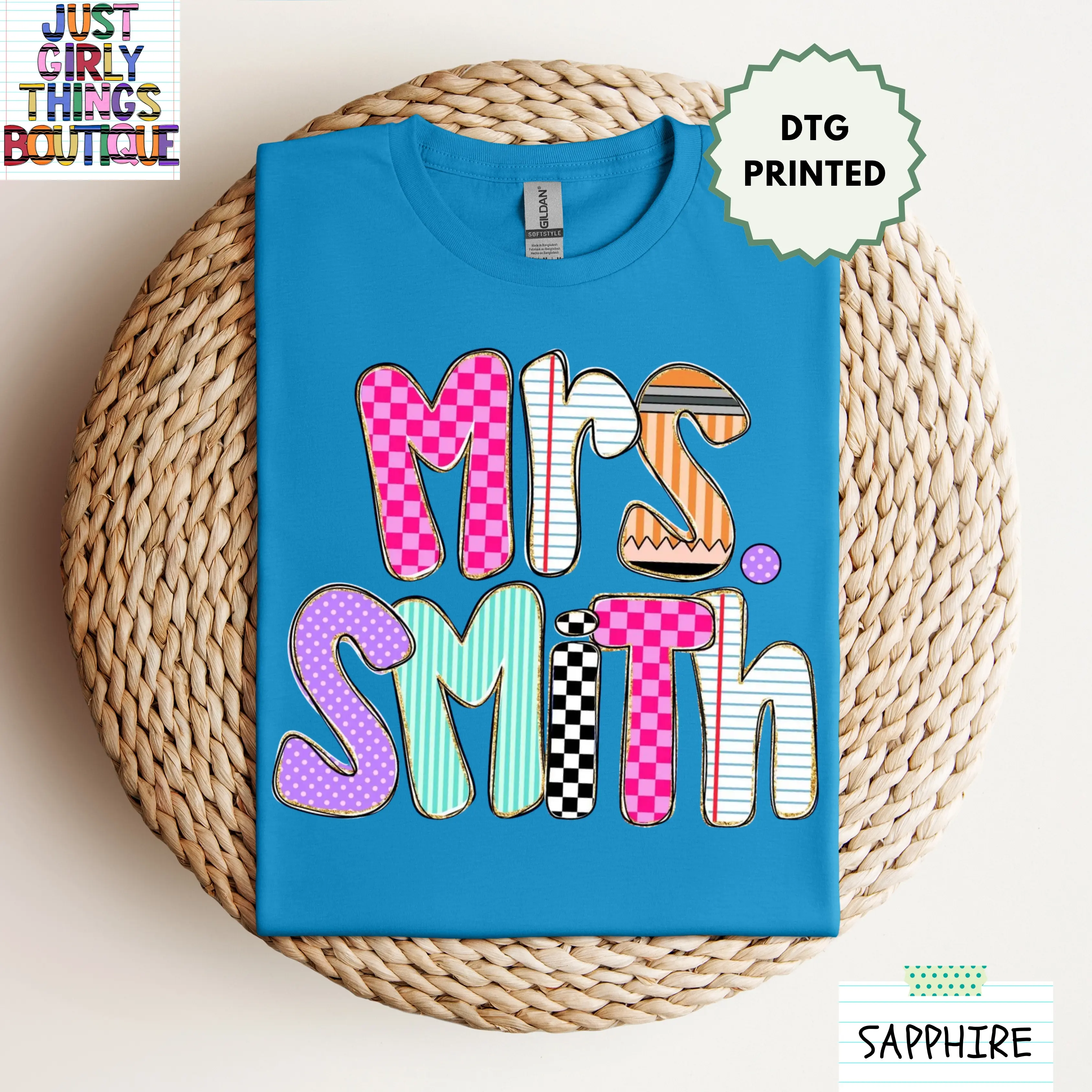Custom Teacher Shirt  - Gildan 64000 Softstyle Tee -  (Leave Custom Teacher Name in the Notes section at Checkout), Personalized Teacher Shirt, Pre K Shirt, Kindergarten Shirt, First Grade Shirt, Second Grade Shirt, Third Grade Shirt, Fourth Grade Shirt