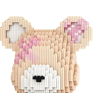 2026 3400PCS Bear Themed Building Block Set, Cute Flower Bear DIY Assembly Toy, Great Home Decor & Gift