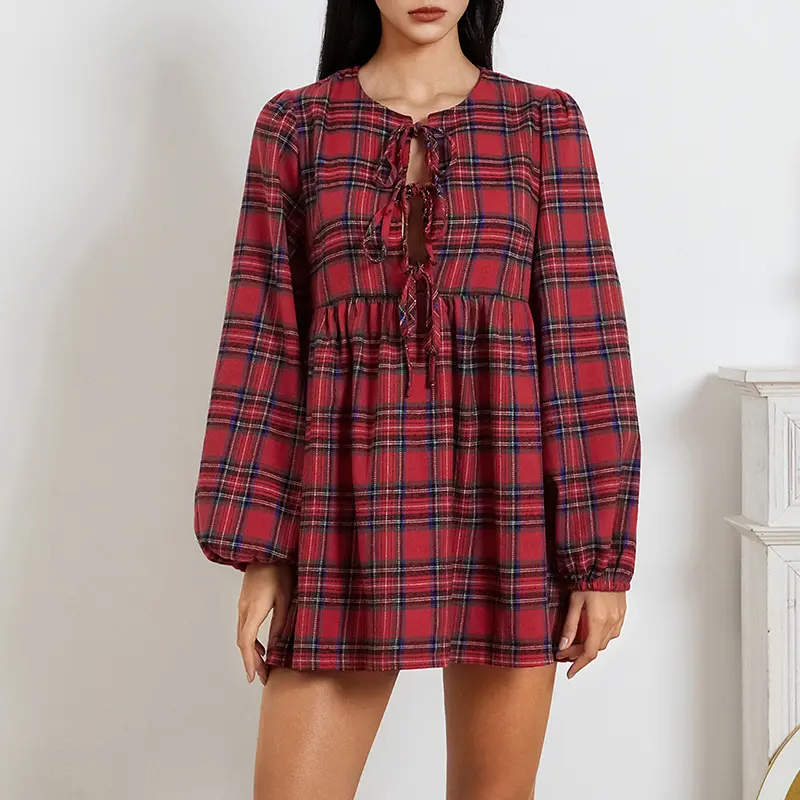 Women Mini Dress Short Sleeve V Neck Plaid Dress Summer Dress for Casual  Daily Dating - TikTok Shop