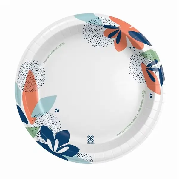 10 Inch Disposable Paper Plates, Multi-Color, 150 Count, Round Party Plates