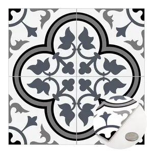 INNO STICKERS 10-Sheet Peel and Stick Encaustic Backsplash Tile 12" x 12" Blue Patterned Vintage Stick on Tile Self-Adhesive Wall Tile Sticker for Kitchen Bathroom Fireplace Stairs