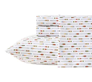 Eddie Bauer Canoe Lake Paddle White/Multi Queen Sheet Set