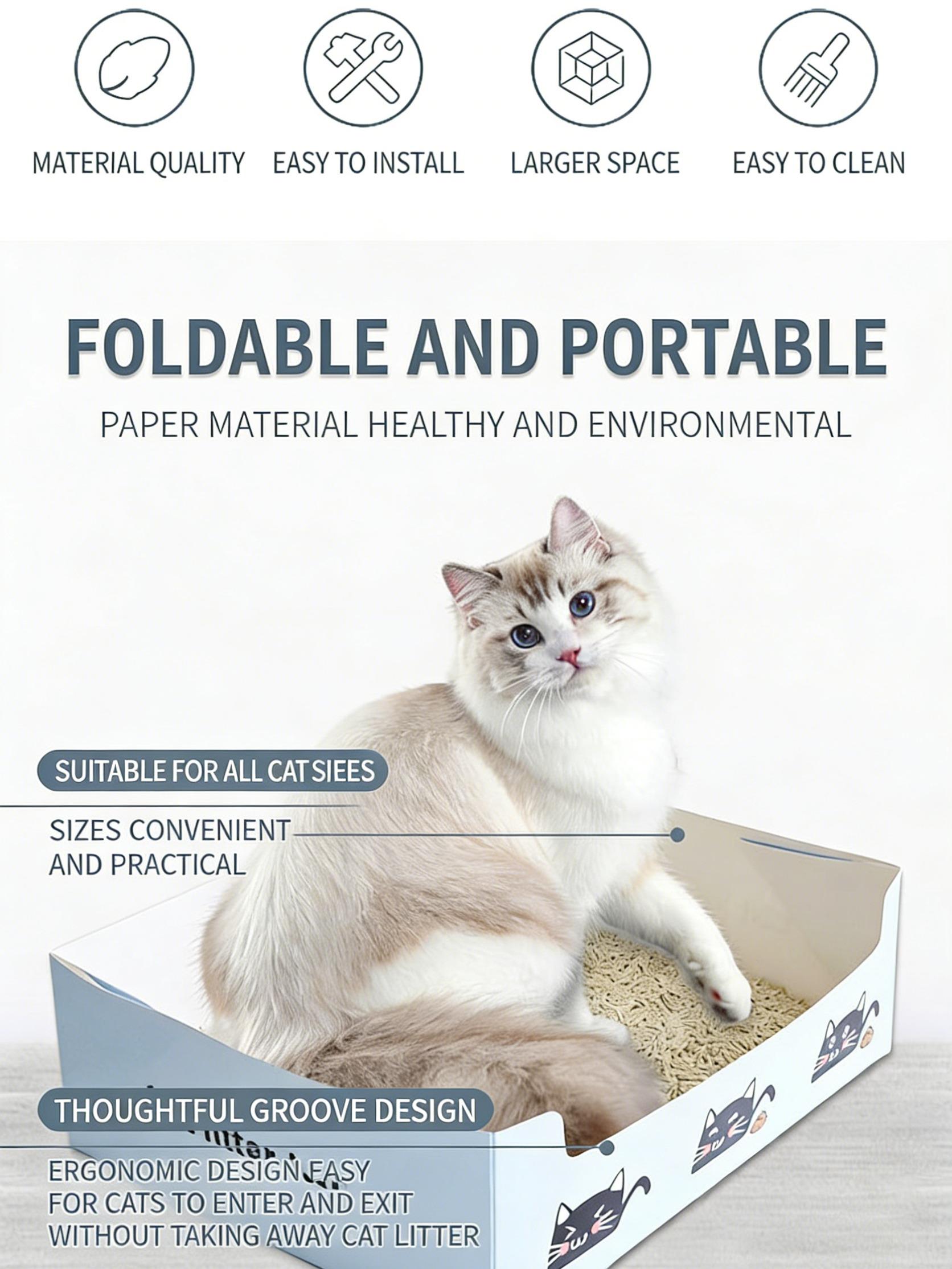 Cat Disposable Paper Litter Box for Travel Easy to Assemble Cat Disposable Paper Litter Box for Travel Easy to Assemble