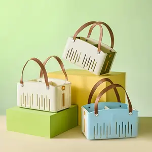 Multifunctional Plastic Hand Basket, Large Capacity Bathroom Storage Basket, Portable Dormitory Bath Basket, Home Use, Multipurpose Basket