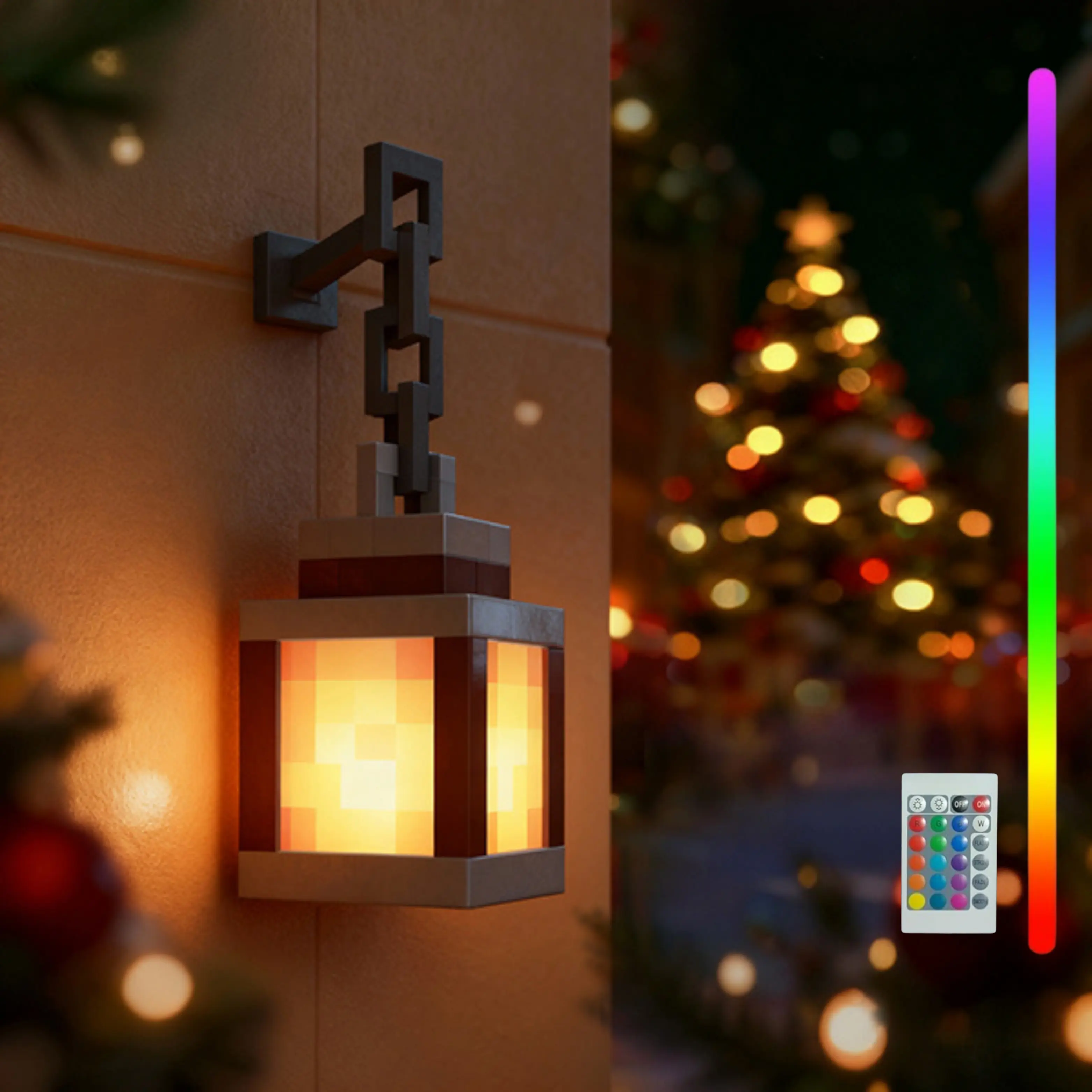 Updated 16-Color RGB LED Pixel Lantern, 3D Printed PLA USB-C Charged Night Light, Gamer Bedroom Decor, Birthday Gift for Boys/Girls, Rgb Led Lights