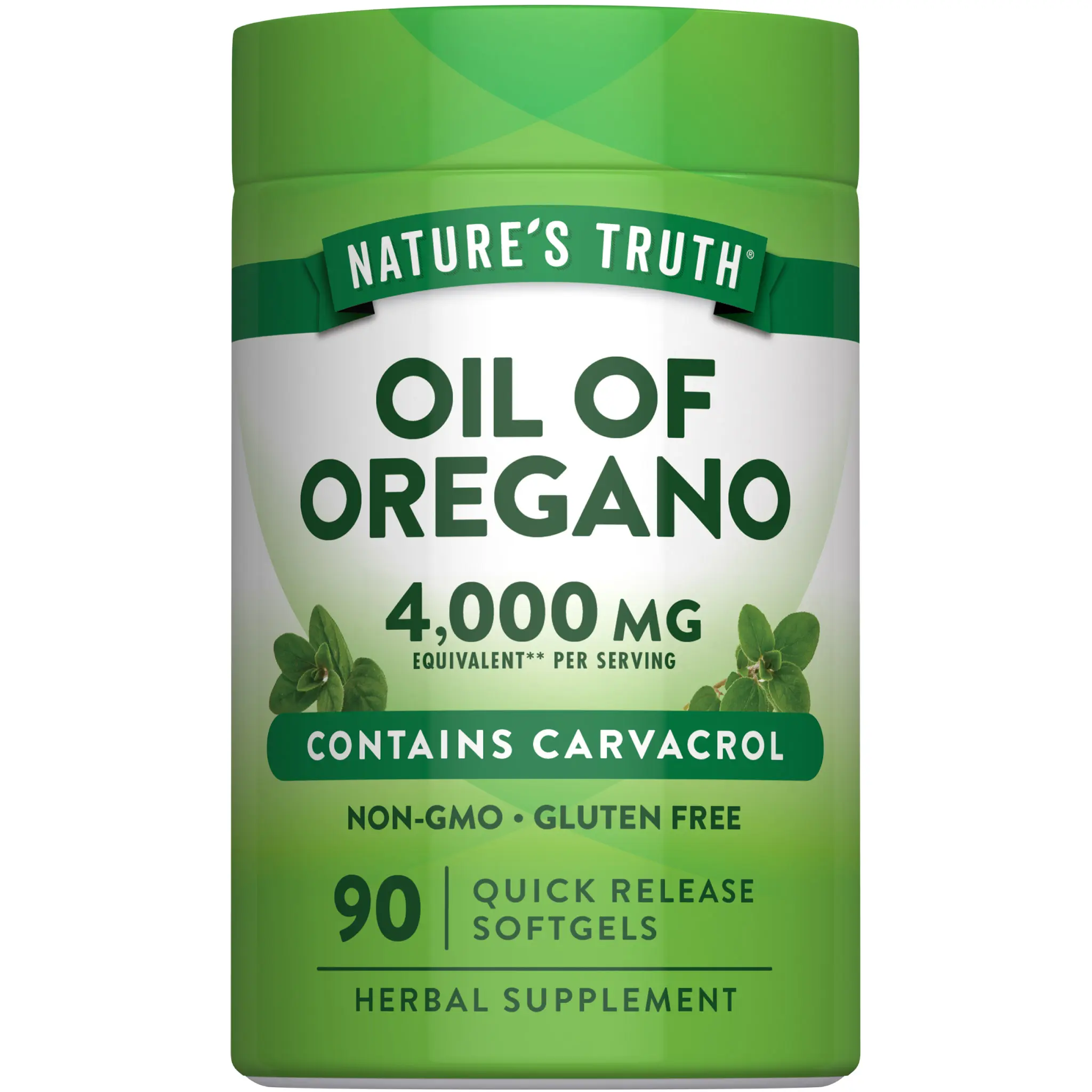 Nature's Truth Oregano Oil Softgels 4000mg - 90 Count - Contains Carvacrol - Non-GMO & Gluten Free Supplement