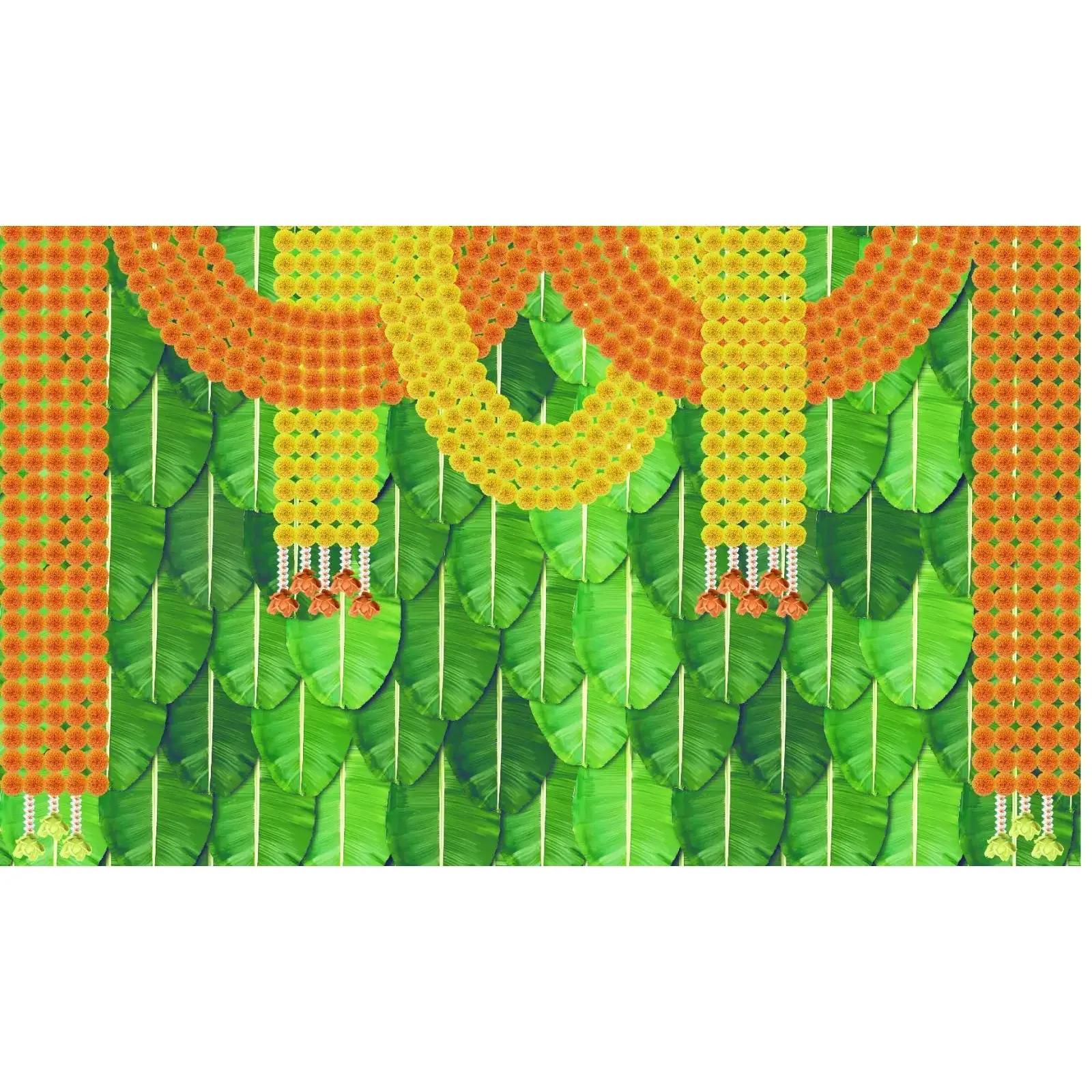 Traditional Indian Backdrop Banner for Diwali, Wedding, Seemantham Ceremony, Housewarming - 5 x 8 Feet Fabric Backdrop (1004)