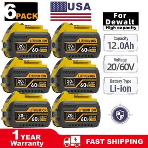 【high-quality】1/2/4pack DCB609 12.0Ah Battery Replacement for Dewalt 20V/60V Long battery life Battery Compatible with DCB606 DCB612 DCB200 DCB201 DCB203 DCB204 DCB206 DCB207 DCB209 Larger battery capacity