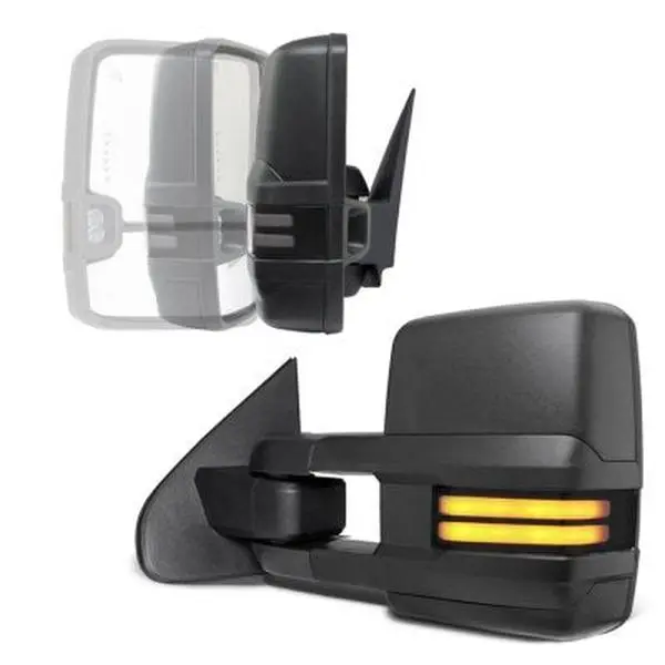 Chevy Silverado 2014-2018 Power Folding Towing Mirrors Smoked LED DRL Lights