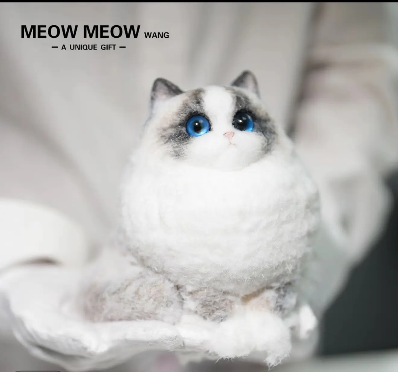 Handmade Flocked Chubby Ragdoll Cat Squishy | Food-Grade Silicone Stress Relief Toy