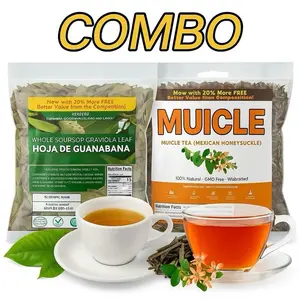 VIRAL Muicle Té (Mexican Honeysuckle Herbal Tea) + Guanabana (Soursop) Leaves tea - 100% Natural, Vegan, Non-GMO, Infusiones Naturales, Caffeine-Free Loose Leaf Tea - Traditional imported from Mexico