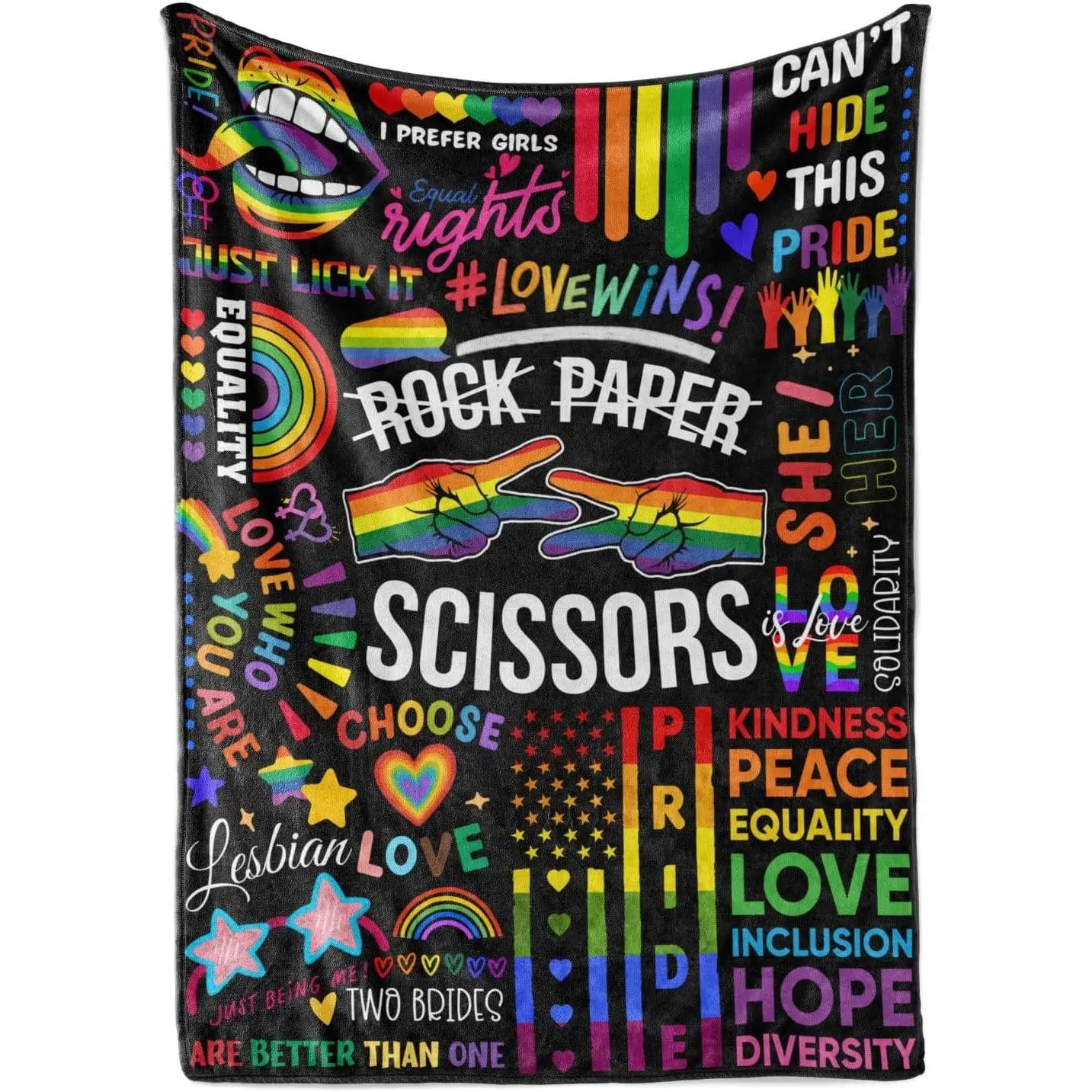 Soft Polyester Pride Blanket - LGBTQ Gifts for Friends, Breathable, Machine Washable, Modern Rainbow Design, 4 Size Options (Inches)
