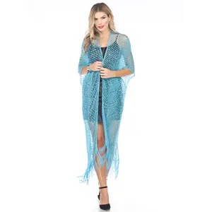 Aris A  Flowy Crochet Fringe Cardigan