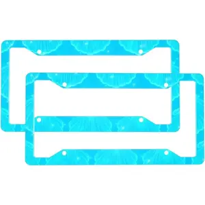 Glitter Ocean Seashell 2-Pack Aluminum License Plate Frames, Universal Car License Plate Holder with 4 Holes and Screws ﻿