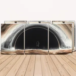 Wooden Framed Canvas Painting, 3 Counts Scary Outer Space Decorative Painting, Modern Abstract Design Art for Home Living Room Bedroom Office Decoration