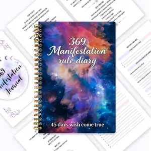 369 Manifestation Plan Notebook, integrating Nikola Tesla's Digital Energy Theory and the Law of Attraction, with daily writing training at 3/6/9 times, completing the journey of manifesting desires within 45 days. A5 size for easy portability, with 100 p