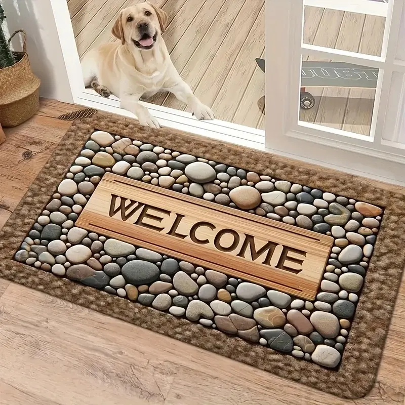 Stone Pattern Print Indoor Floor Mat - Non-slip, Machine Washable Home Decor Rug for Entrance/Kitchen, Decorative Rug