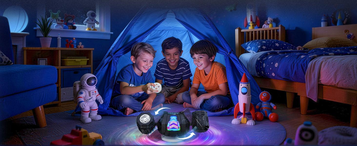 Cossy Rechargeable Bubble Machine, 360° Automatic Rotation Bubble Machine for Kids, Bubble Maker with Remote Control, RGB Lights & 20000+ Bubbles Per Minute, Outdoor Toys Games for Kids/Adults