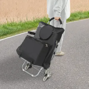 CNCEST Portable Art Cart with Detachable Backpack Storage Bag Convertible Seat 3-Wheel Foldable Mobile Studio for Outdoor Painting Shopping 36.61 Inch Height