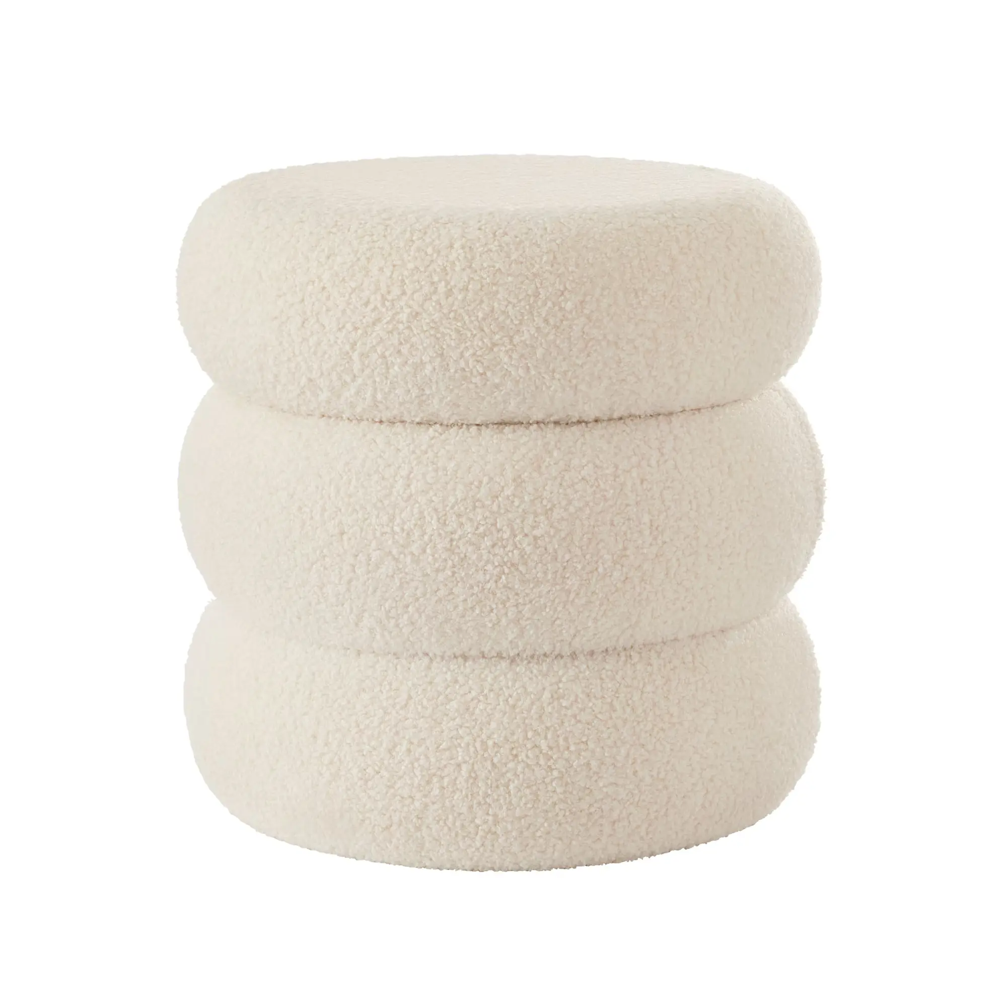 Boucle Storage Ottoman with Hidden Storage Cloud Shape Footstool Seat for Living Room Bedroom Cream