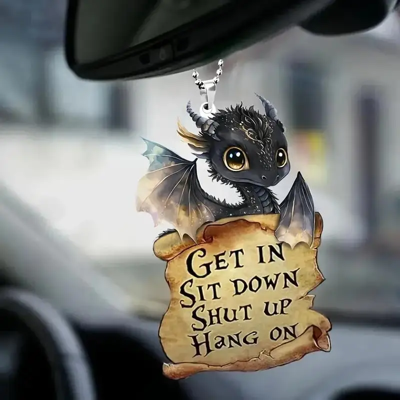 Dragon & Letter Pattern Car Hanging Decoration, Rear View Mirror Hanging Ornament, Car Interior Pendant, Car Decoration Accessories
