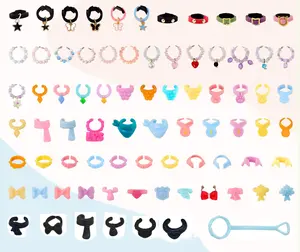 20 pc Mi-x mini accessories set, Collars Neclace Bowtie Dog Leash outfit set for Miniature Mini Pet Shop Figure Animal Toy B32+B37