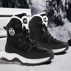 Men's Casual Waterproof Non-Slip High-Top Thick Sole Outdoor Sports Warm Snow Boots Thick White Boots for Cold Weather