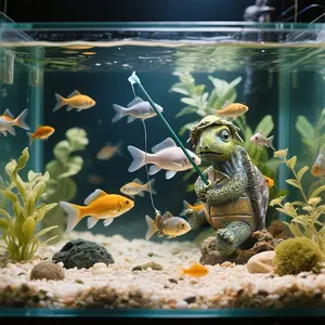 Cute Resin Turtle Fishing Figurine with Hat, Fish Tank Decor, Garden Pond, Balcony, Lawn, Country Garden Decoration, Holiday Gift